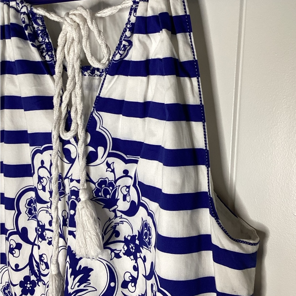 Max Studio Blue and White Halter Dress. Sz. Med Boho, Summertime, Resortwear - Picture 5 of 9